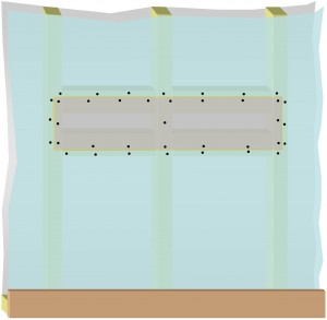 Plasterboard for wall mounted basin on hollow wall